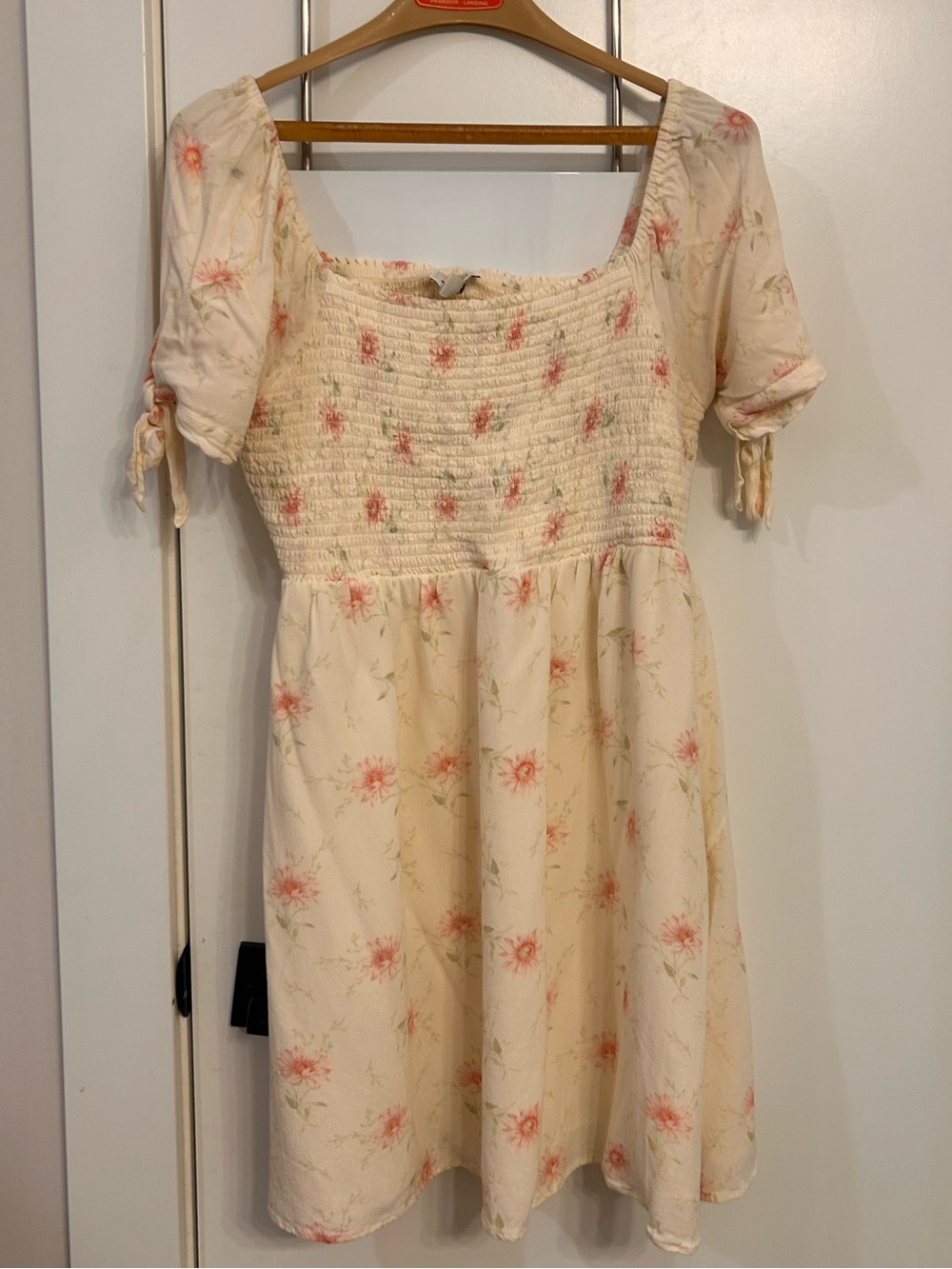 American Eagle Outfitters Cream Dress with Pink Floral Print